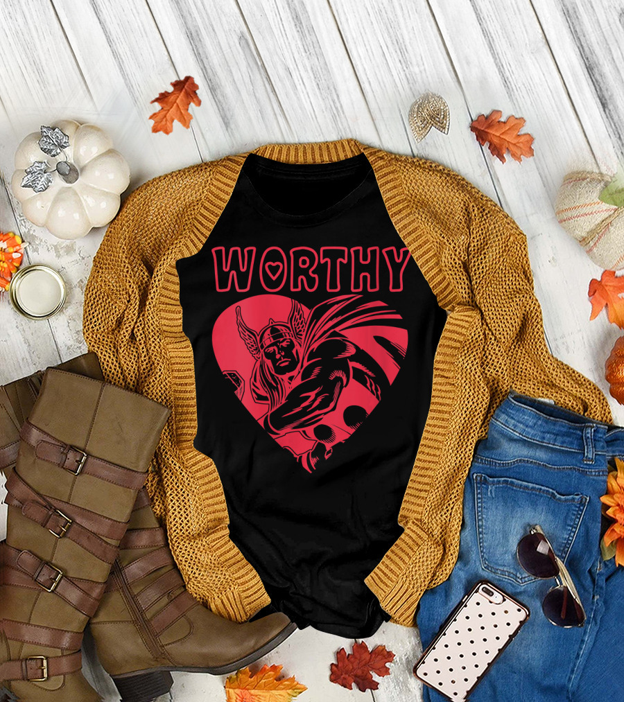 Marvel Valentine's Day Thor Avengers Worthy Heart T-Shirt