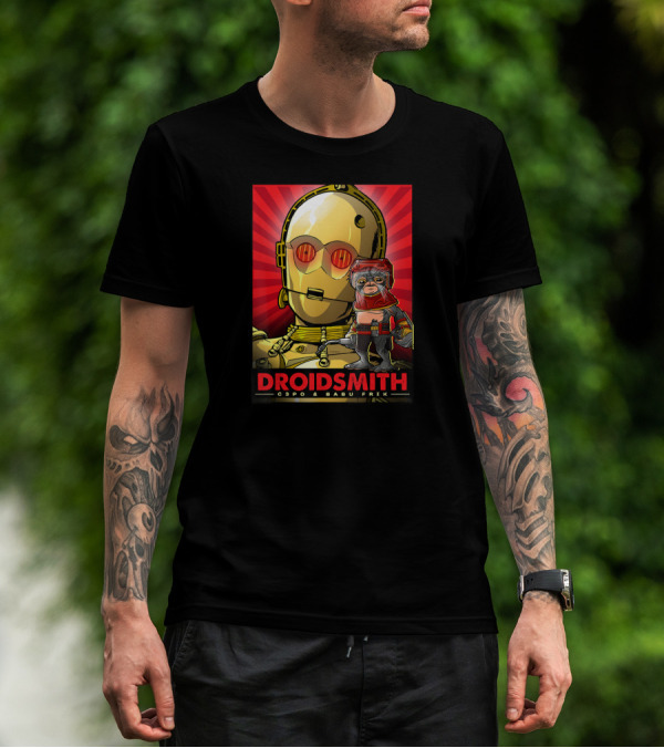 Droidsmith C-3PO And Babu Frik Star Wars The Rise Of Skywalker Red T-Shirt