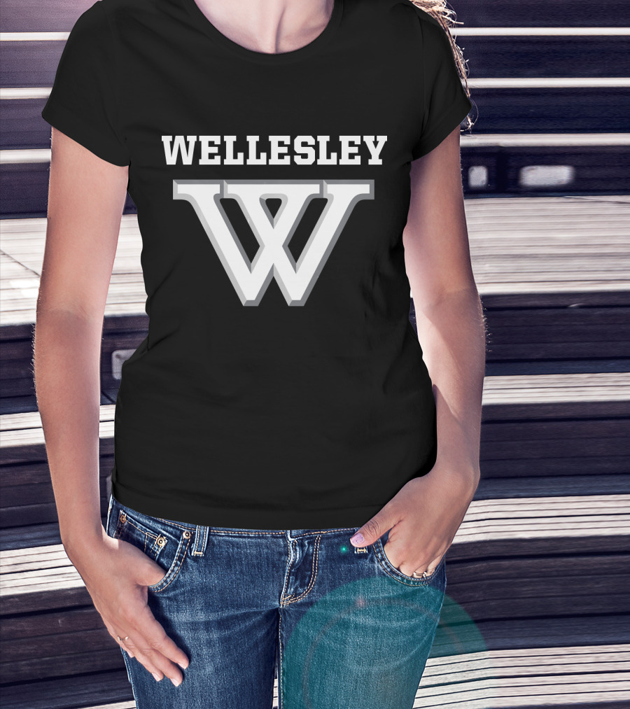 Wellesley College NCAA Bold Lettering And Iconic W T-Shirt