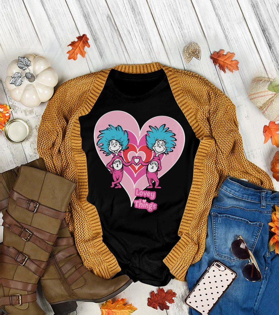Thing 1 Thing 2 Heart Lovey Things T-Shirt