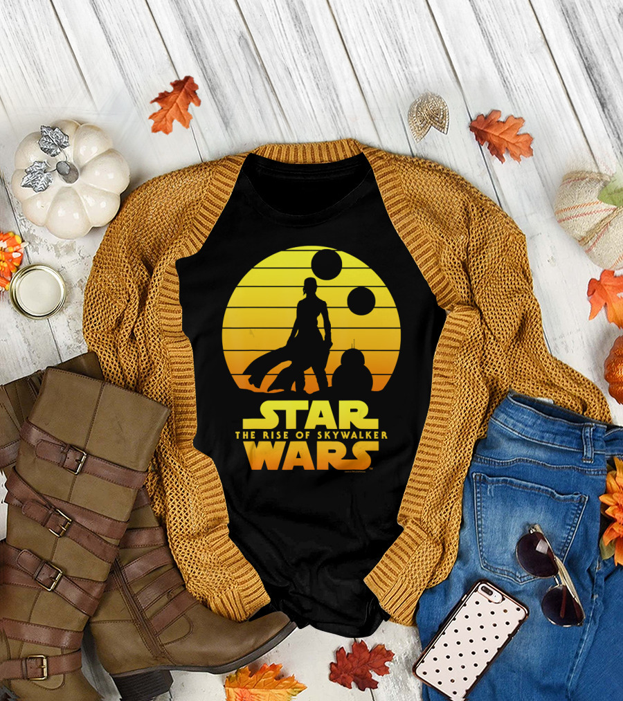 Star Wars The Rise Of Skywalker Rey BB Silhouette Sunset Scene T-Shirt