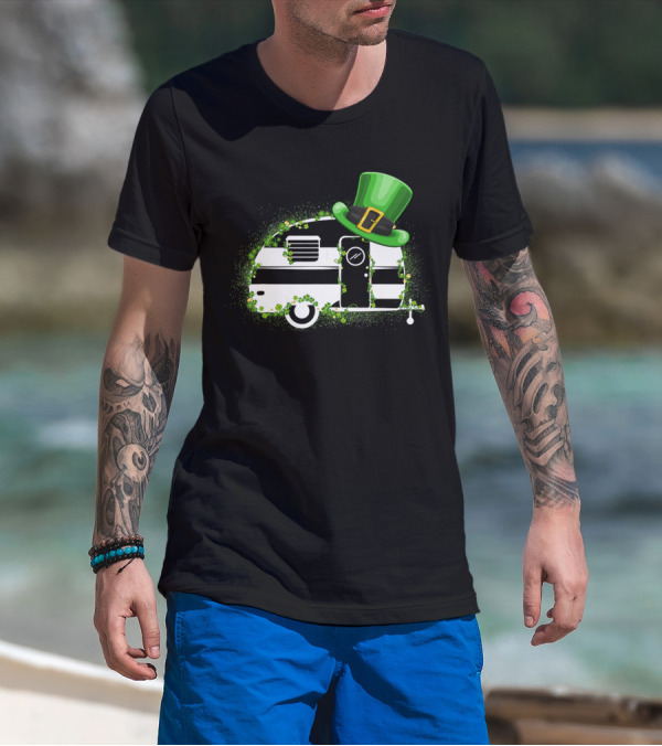 St Patrick's Day Leprechaun Hat Camper Van Adventure T-Shirt