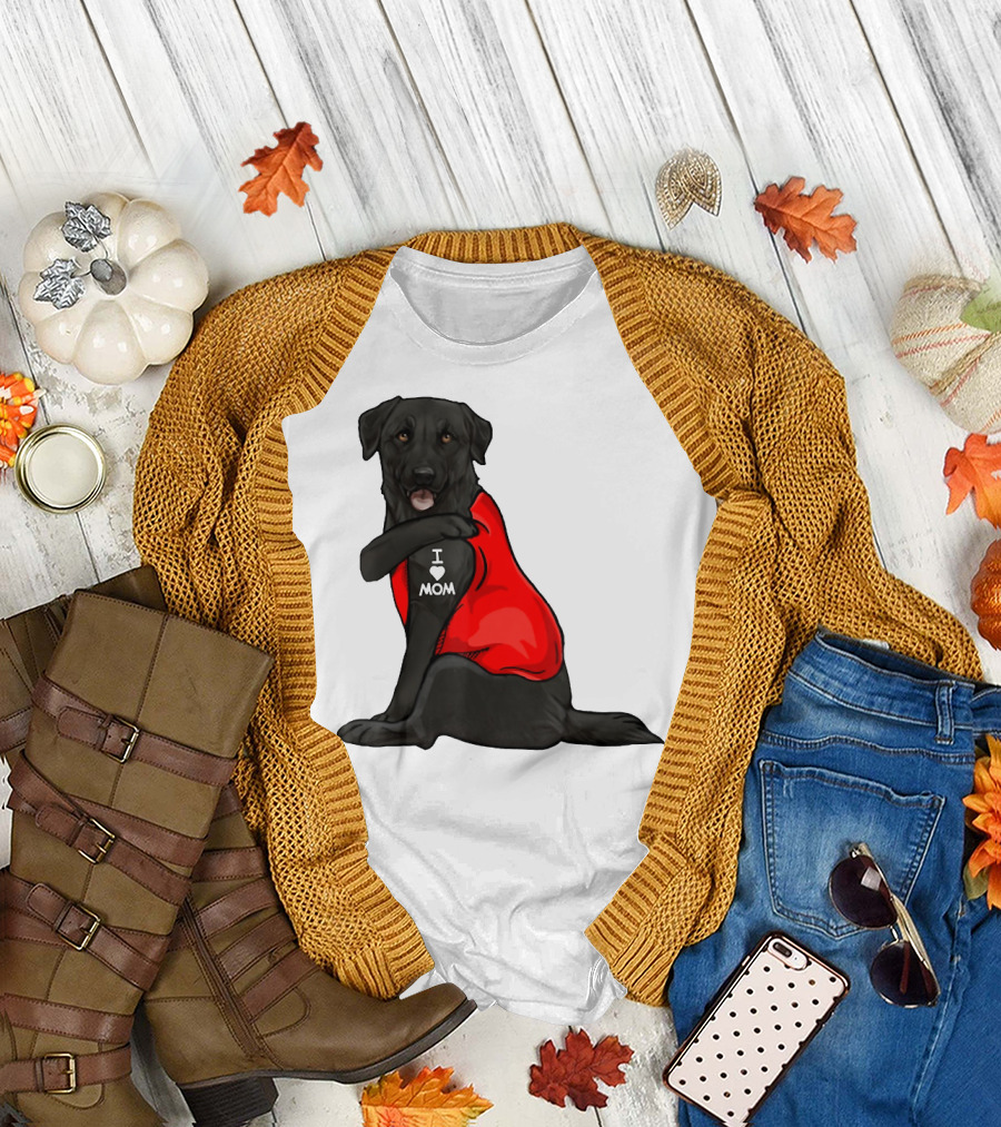 I Love Mom Funny Labrador Retriever Dog Tattoo Red T-Shirt