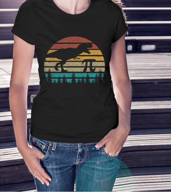 Pi Dinosaur Vintage Retro Funny Pi Day Math T-Shirt