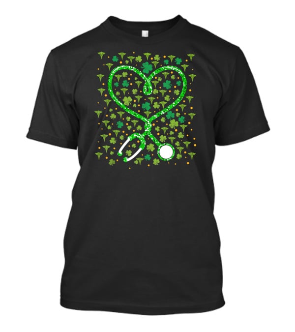 Respiratory Therapist Stethoscope Heart And St. Patrick's Shamrocks T-Shirt