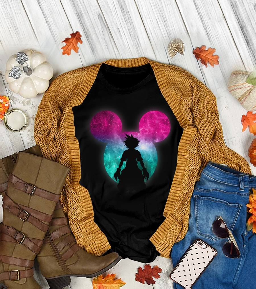 Disney Kingdom Hearts Galactic Mickey Mouse Silhouette Sora T-Shirt