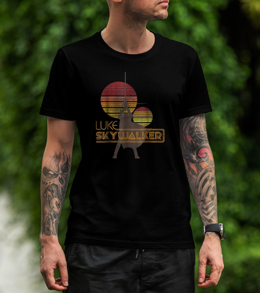 Luke Skywalker Tatooine Sunset Silhouette Star Wars T-Shirt