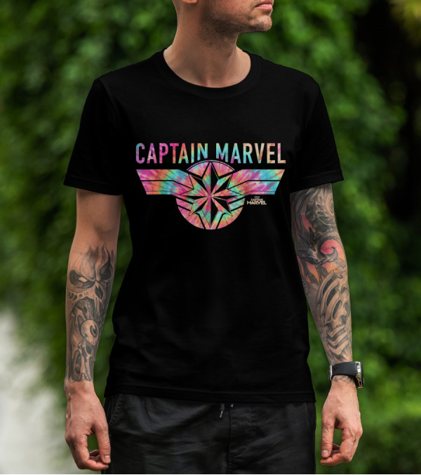 Captain Marvel Logo Tie Dye Colors Star Emblem T-Shirt