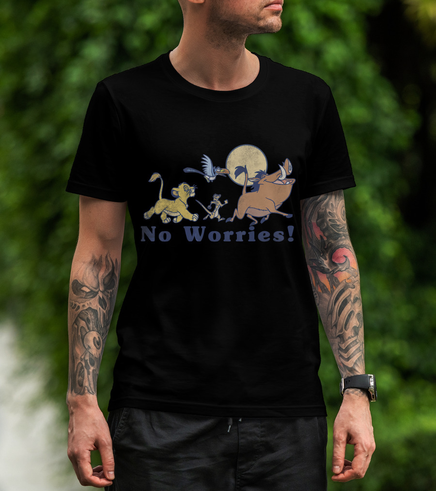 Disney Lion King No Worries Vintage Simba Timon Pumbaa Zazu Moon T-Shirt