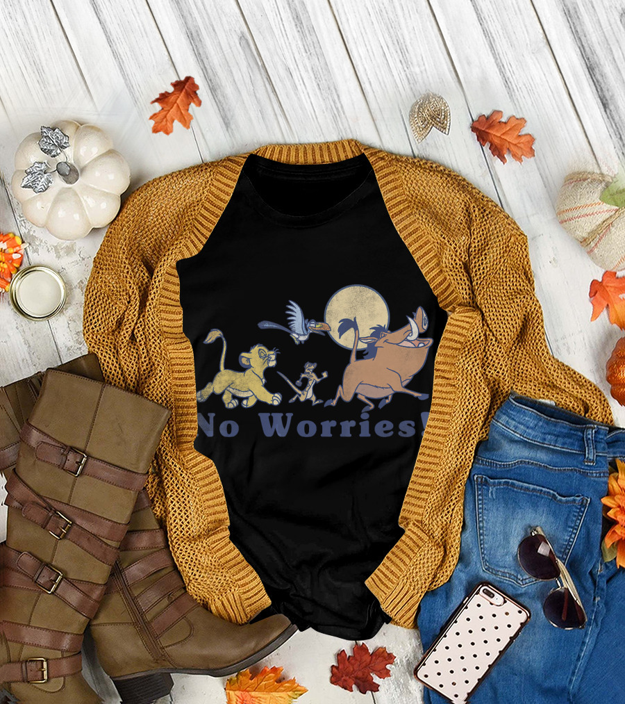 Disney Lion King No Worries Vintage Simba Timon Pumbaa Zazu Moon T-Shirt