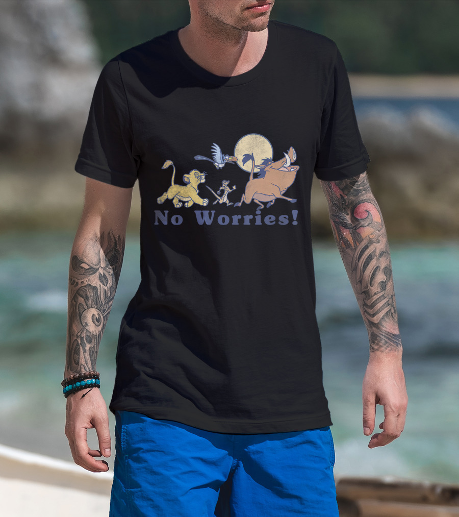 Disney Lion King No Worries Vintage Simba Timon Pumbaa Zazu Moon T-Shirt