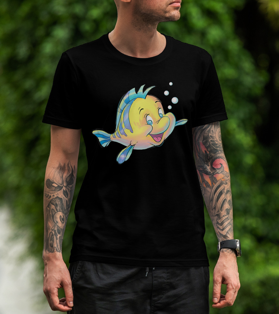 Disney The Little Mermaid Flounder And Bubbles T-Shirt