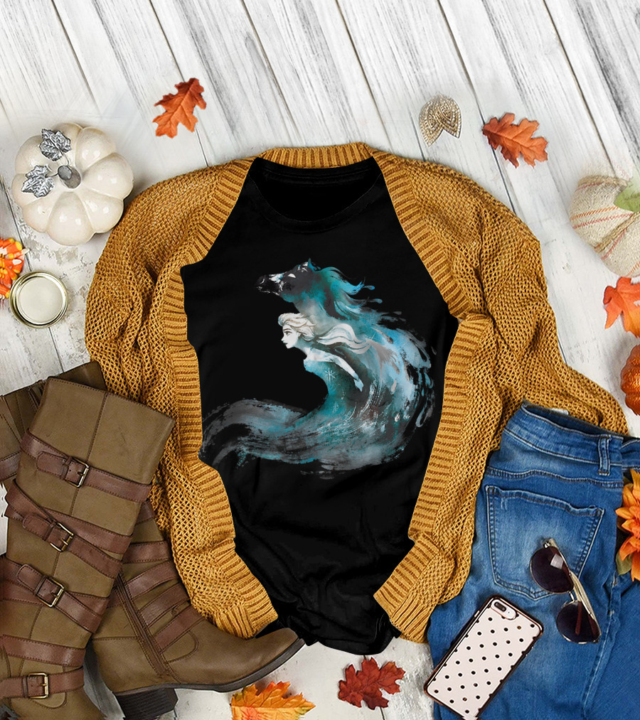 Frozen 2 Elsa Water Spirit Nokk Painting Style Disney T-Shirt