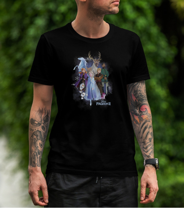 Disney Frozen 2 Main Characters Group Shot With Elsa Anna Olaf Kristoff Sven And Nokk T-Shirt