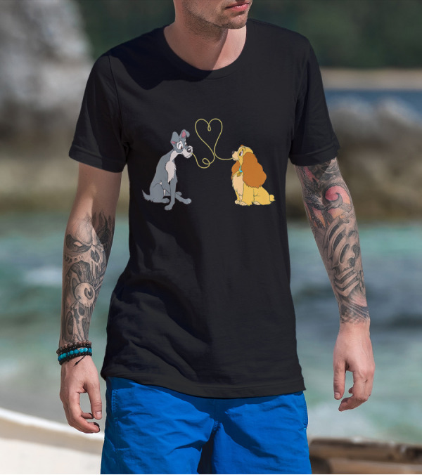 Disney Lady And The Tramp Bella Notte Spaghetti Heart Scene T-Shirt