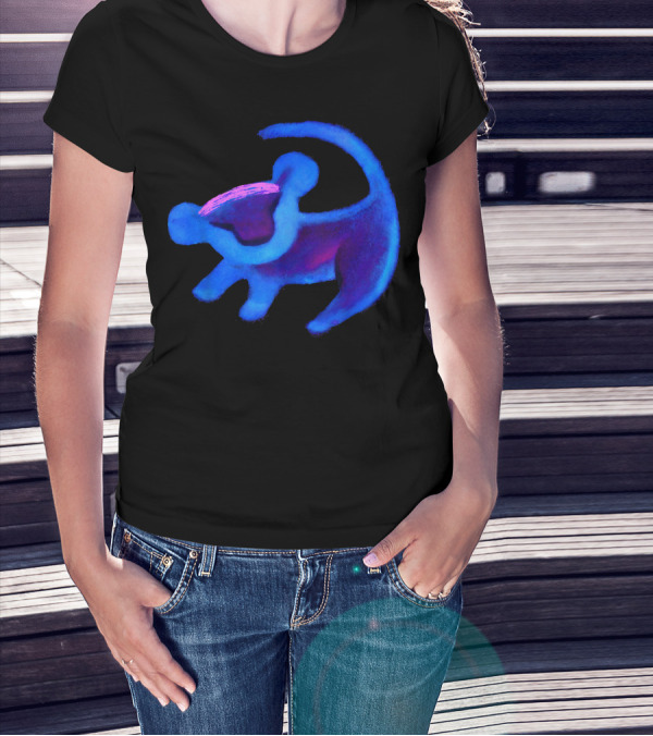 Disney Lion King Simba Neon Blue Cave Painting Hue T-Shirt