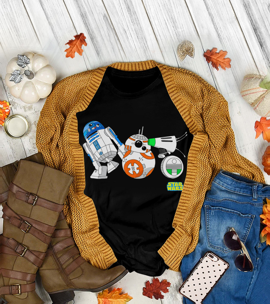 Star Wars The Rise Of Skywalker Droid Cartoon Lineup R2-D2 BB-8 D-O T-Shirt