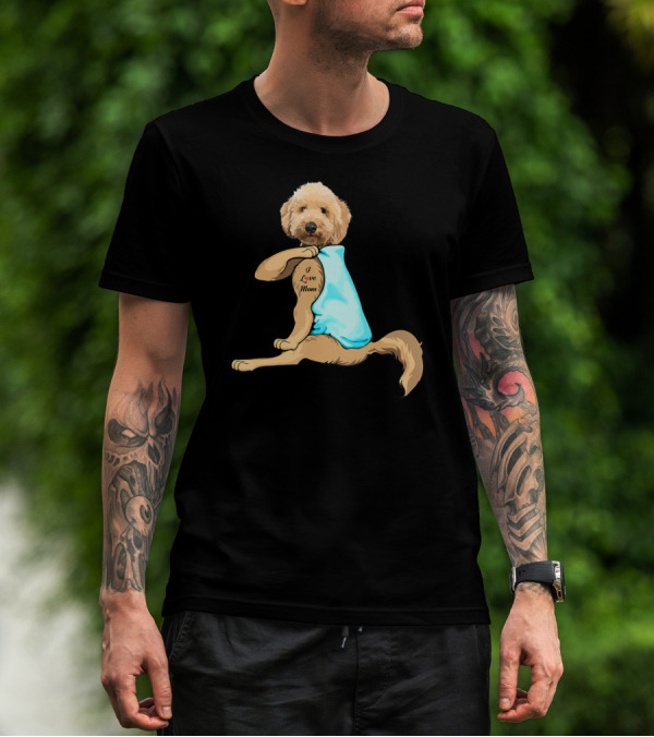 Funny Dog Goldendoodle I Love Mom Tattoo T-Shirt