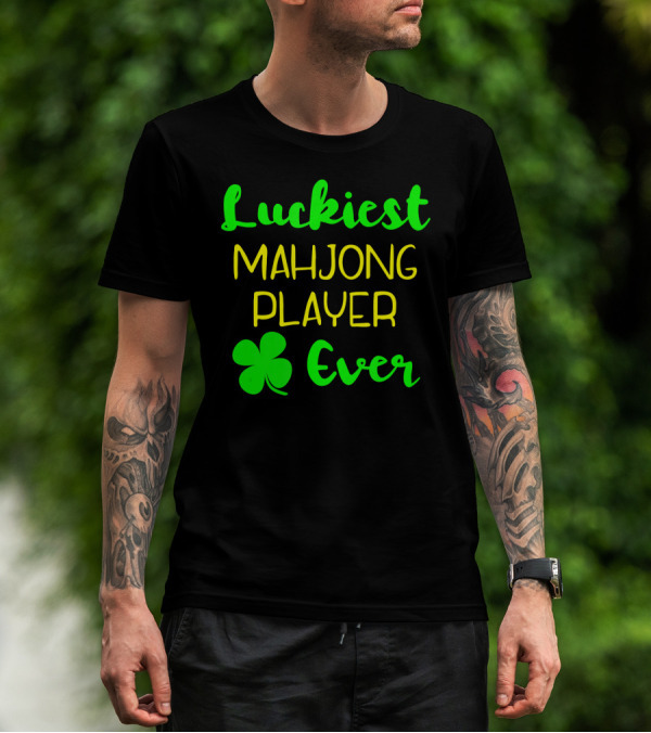 Luckiest Mahjong Player Ever St Patrick's Day Irish Clover T-Shirt