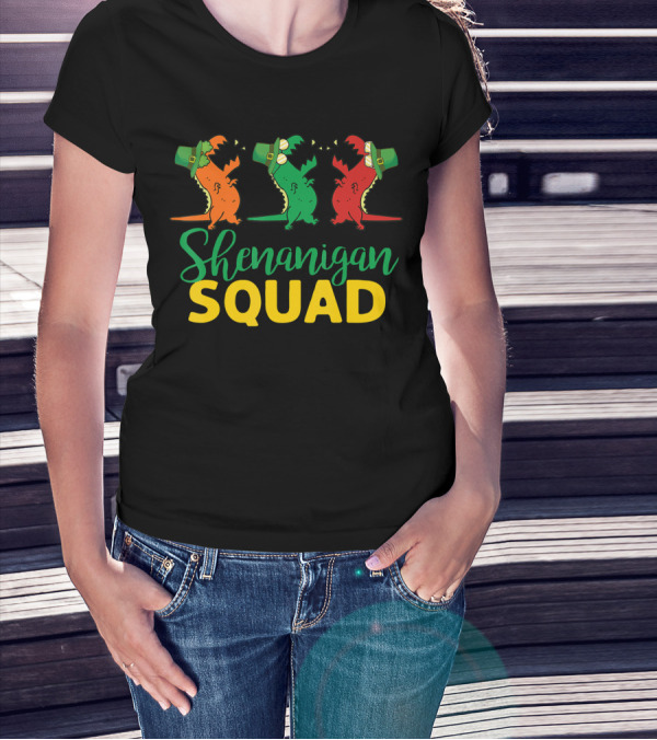 Shenanigan Squad T-Rex Dinosaur St Patrick's Day T-Shirt