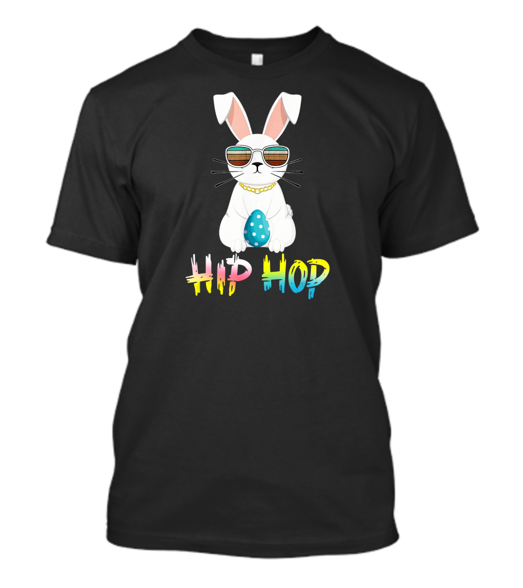 Hip Hop Easter Bunny With Cool Sunglasses And Polka Dot Egg T-Shirt