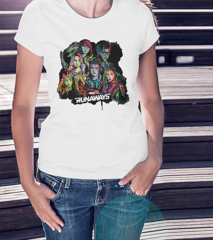 Marvel Runaways Vibrant Character Portraits Group Shot T-Shirt