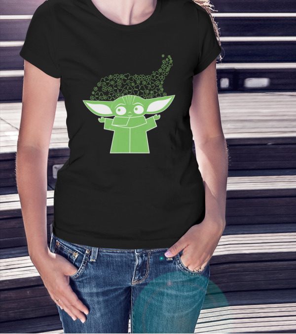 Star Wars The Mandalorian The Child Grogu Clover Charm T-Shirt