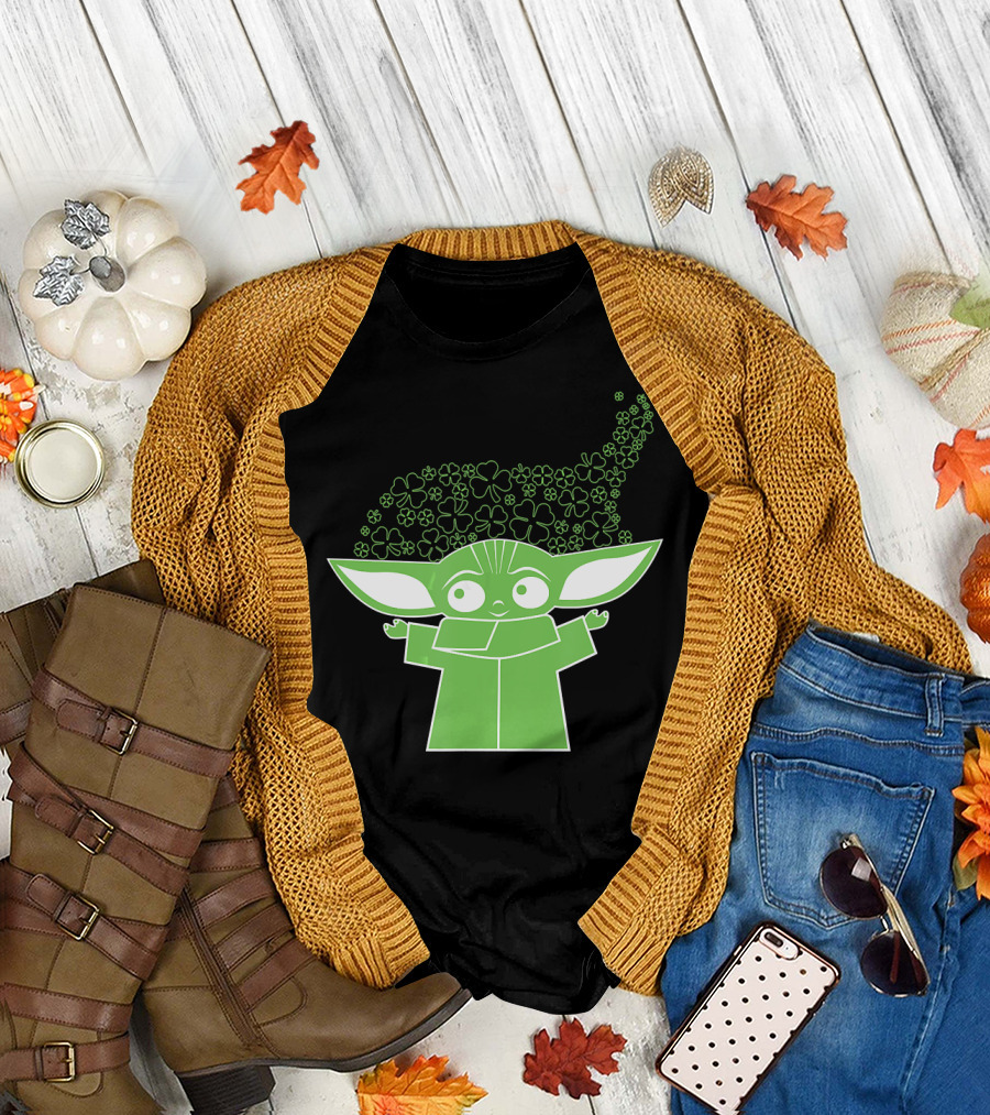 Star Wars The Mandalorian The Child Grogu Clover Charm T-Shirt