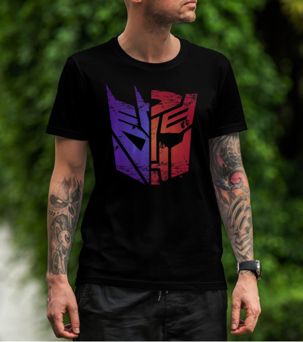 Transformers Decepticon Autobot Split Purple Red T-Shirt