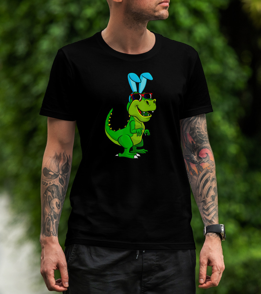 T Rex With Easter Bunny Ears And Sunglasses Dinosaur Lover T-Shirt