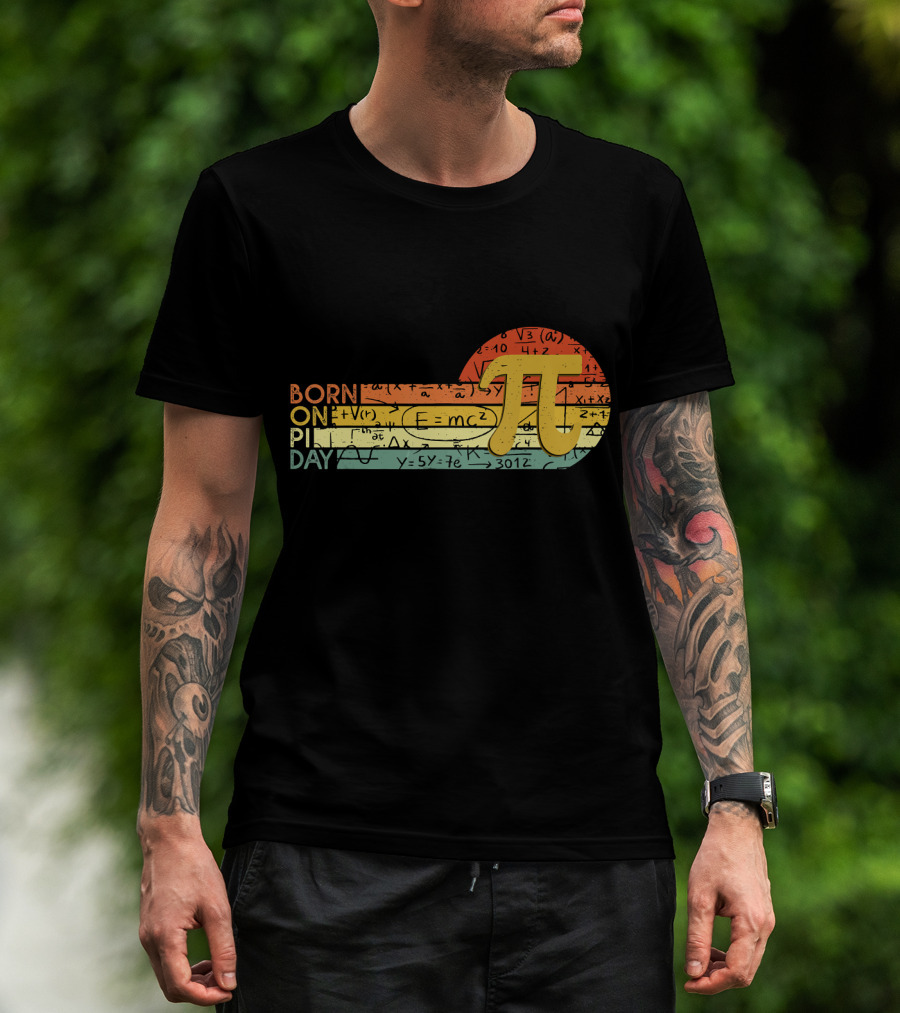 Born On Pi Day Math Equations Vintage Sunset Pi T-Shirt