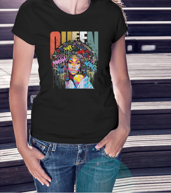 Queen African American Educated Strong Graffiti T-Shirt
