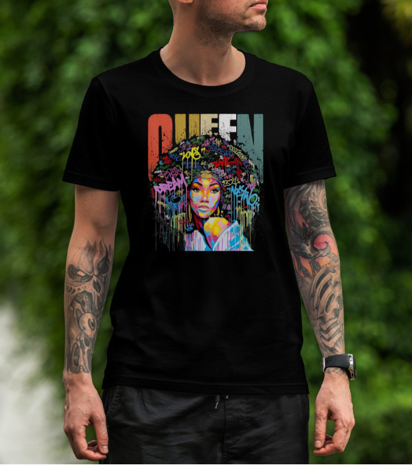 Queen African American Educated Strong Graffiti T-Shirt
