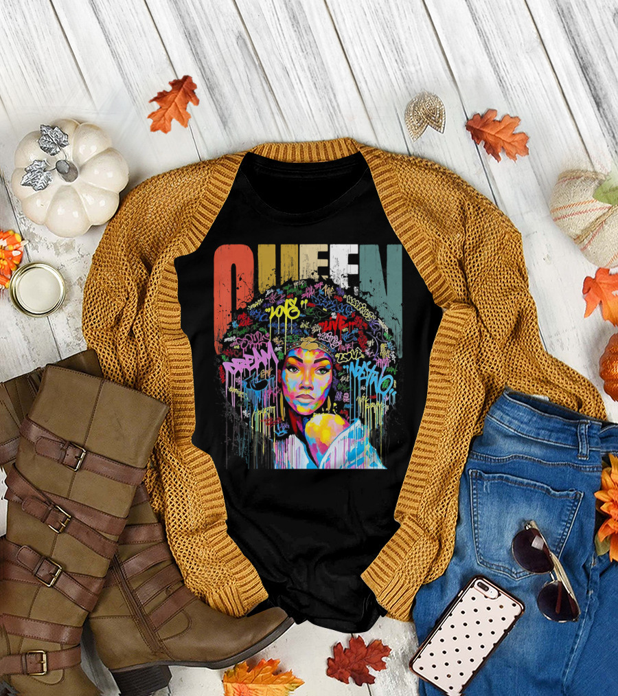 Queen African American Educated Strong Graffiti T-Shirt