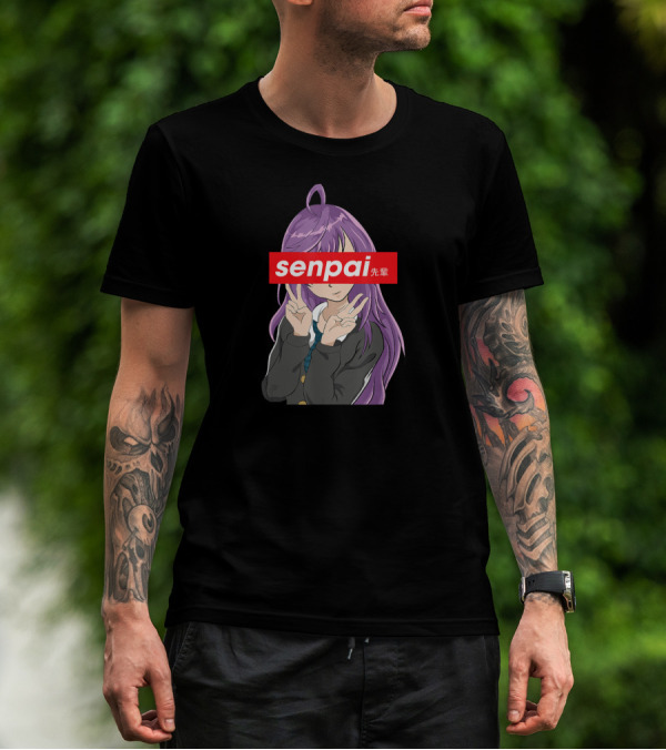 Senpai Japanese Anime Girl Notice Me Senpai Purple Hair T-Shirt
