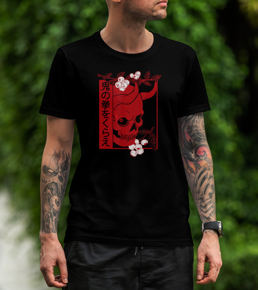Japanese Demon Skull Oni Harajuku Aesthetic T-Shirt