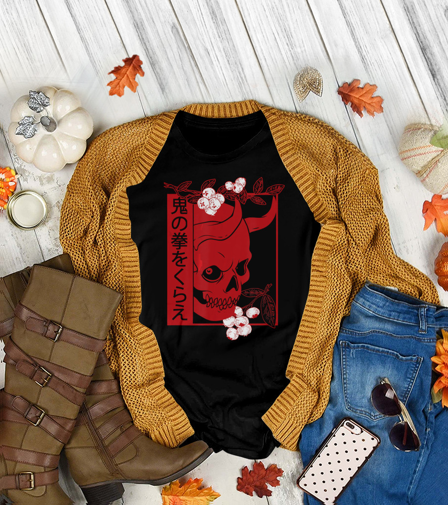 Japanese Demon Skull Oni Harajuku Aesthetic T-Shirt
