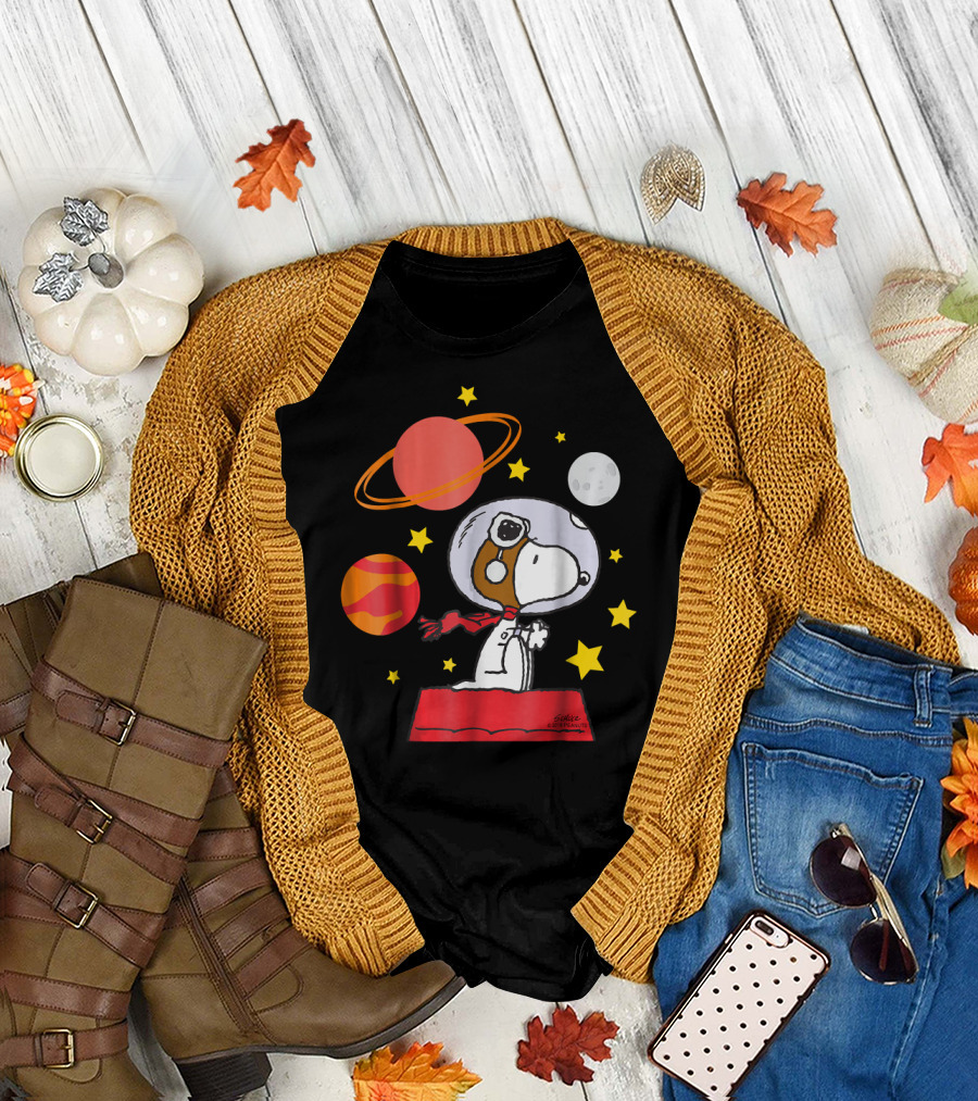 Peanuts Snoopy Astronaut with Planets and Stars T-Shirt