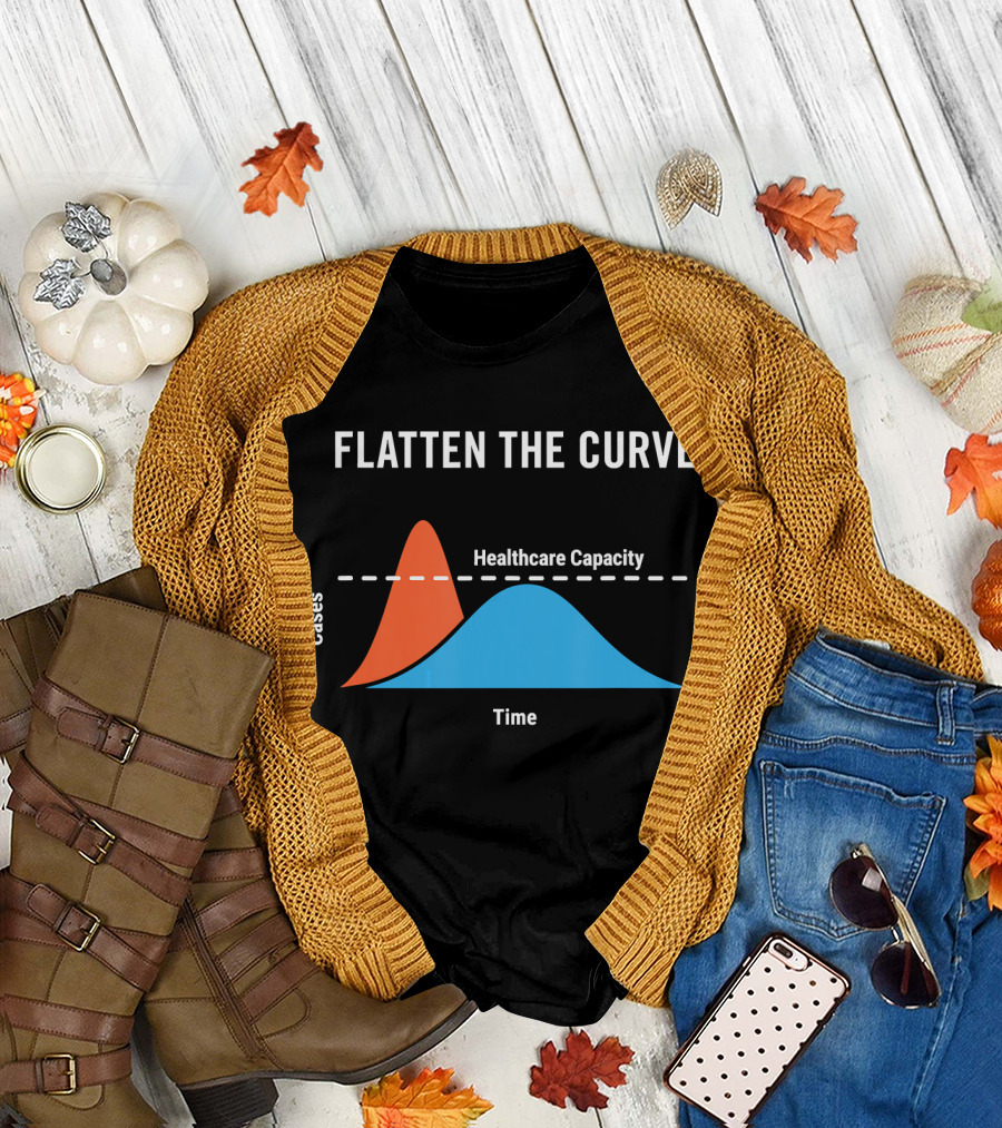 Flatten The Curve Cases Healthcare Capacity Time T-Shirt