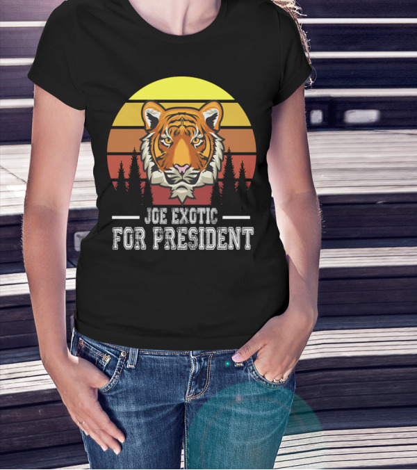 Joe Exotic For President Tiger Retro Vintage Sunset T-Shirt