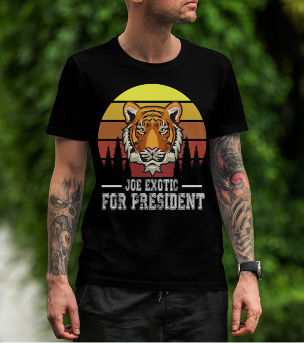 Joe Exotic For President Tiger Retro Vintage Sunset T-Shirt