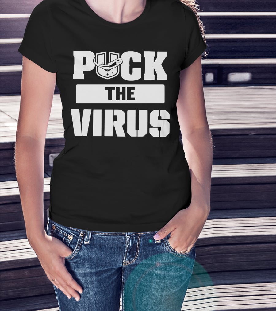 Puck The Virus Hockey Mask Sports Humorous Message T-Shirt