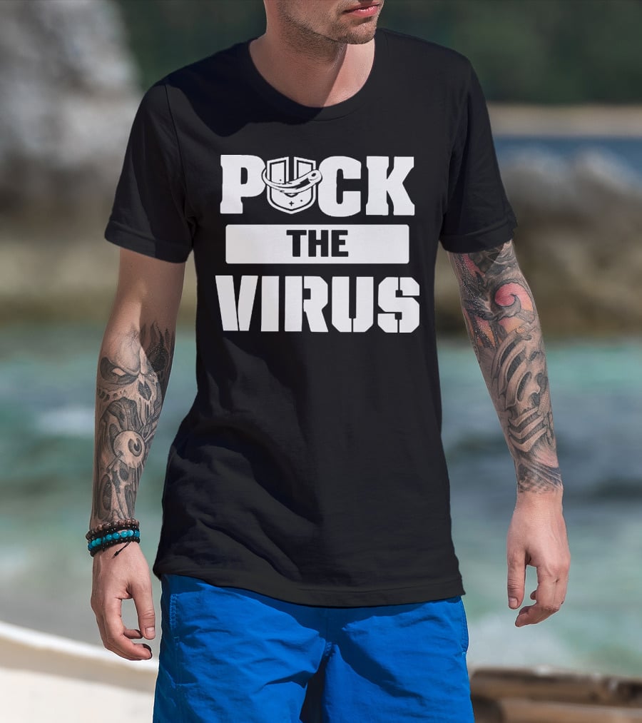 Puck The Virus Hockey Mask Sports Humorous Message T-Shirt