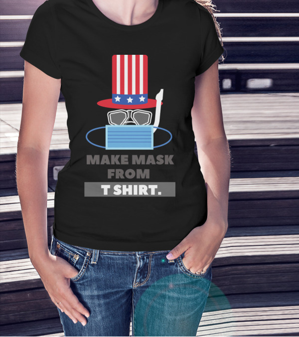 MAKE MASK FROM T SHIRT USA FLAG HAT STARS STRIPES MASK T-Shirt