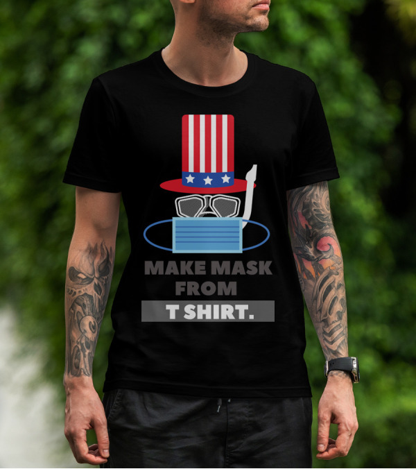 MAKE MASK FROM T SHIRT USA FLAG HAT STARS STRIPES MASK T-Shirt