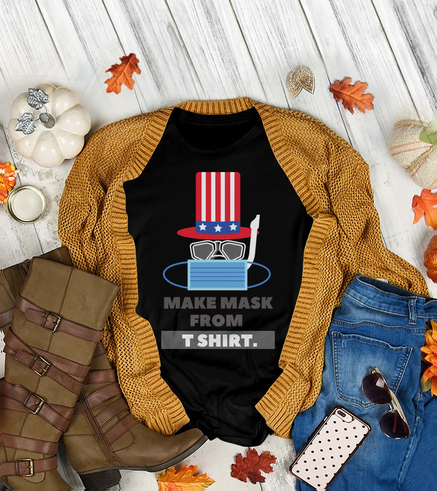 MAKE MASK FROM T SHIRT USA FLAG HAT STARS STRIPES MASK T-Shirt