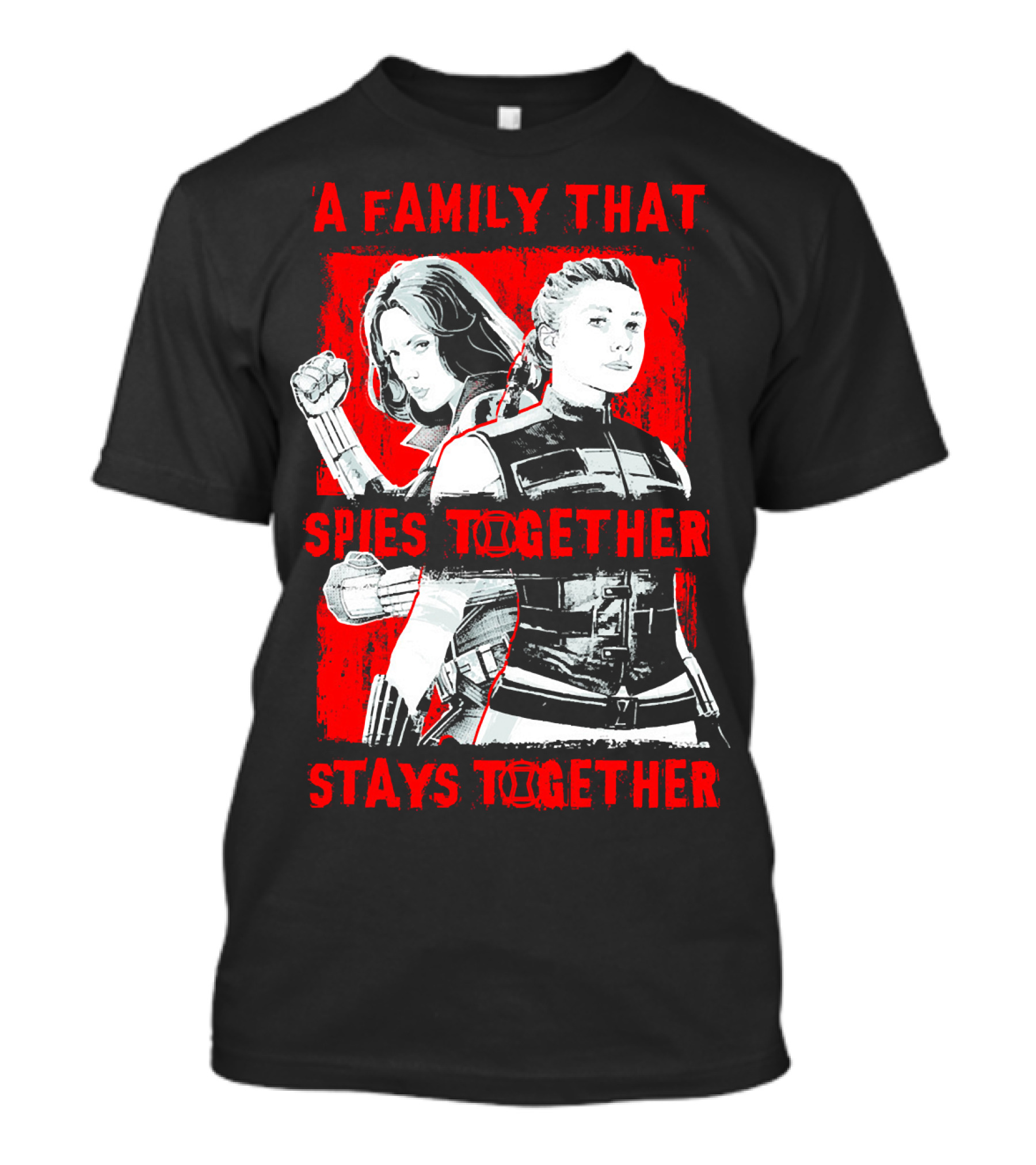 Marvel A Family That Spies Together Stays Together Black Widow Natasha Romanoff Yelena Belova T-Shirt
