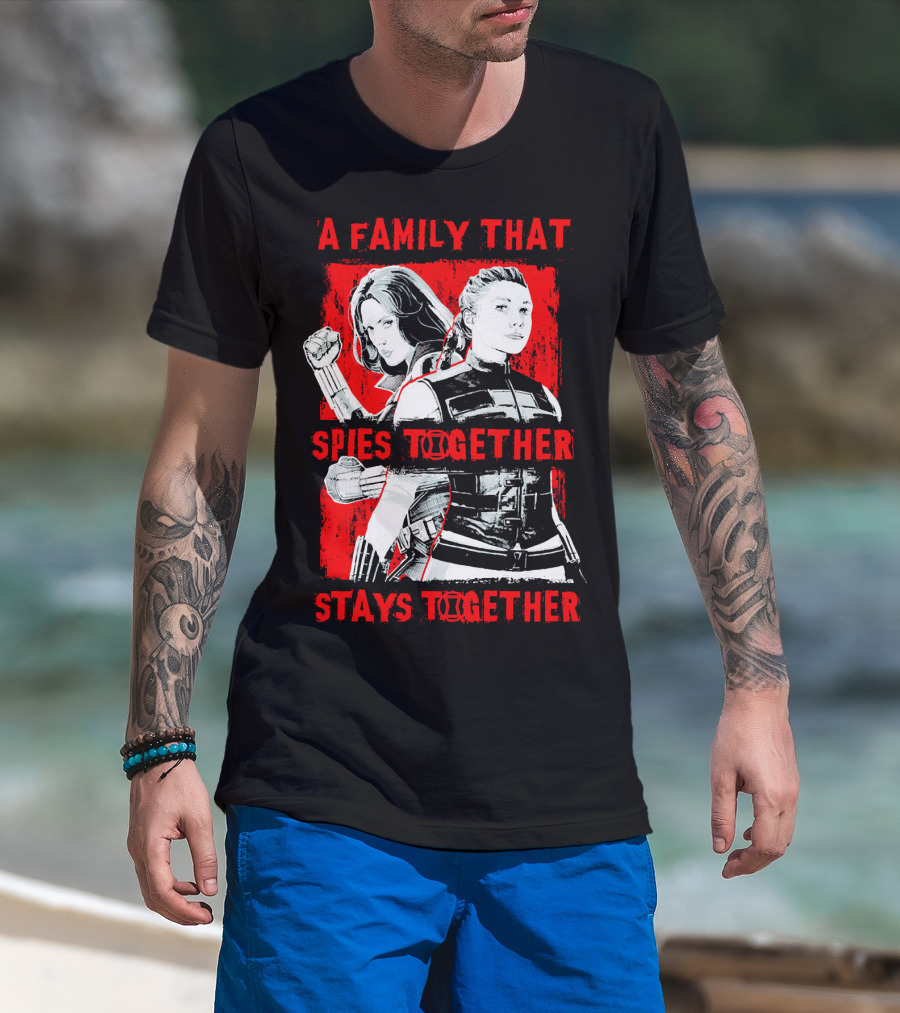 Marvel A Family That Spies Together Stays Together Black Widow Natasha Romanoff Yelena Belova T-Shirt