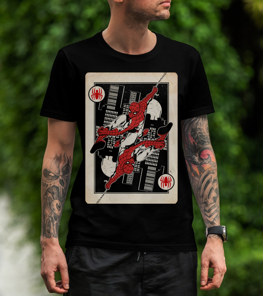 Marvel Spider-Man Ace Of Spades Card T-Shirt