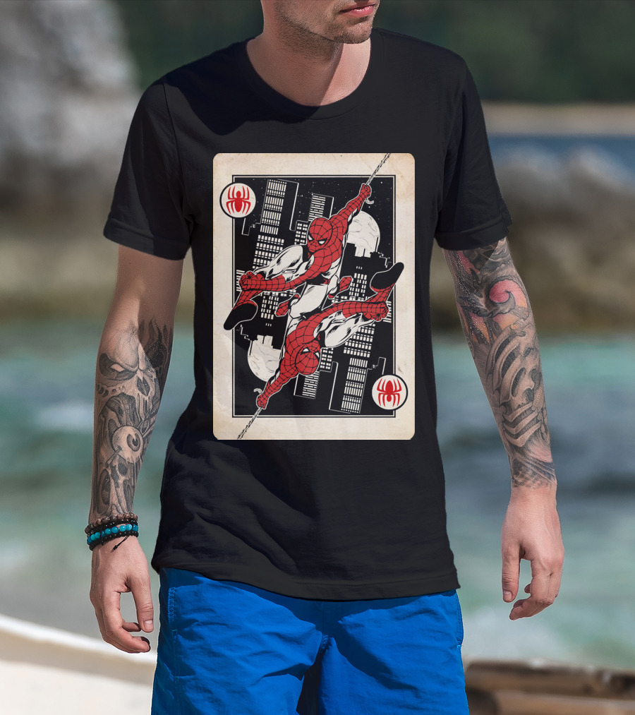 Marvel Spider-Man Ace Of Spades Card T-Shirt